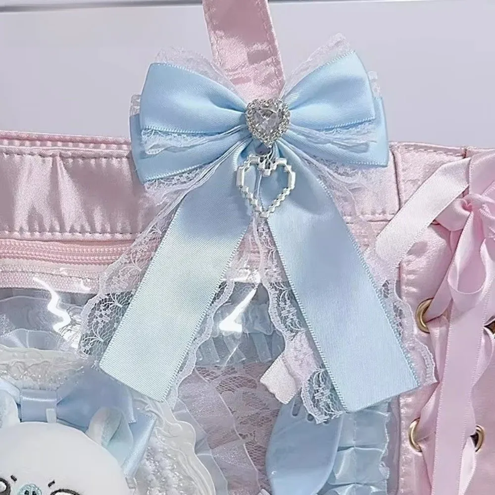 1/2PCS Ribbon Lace Bow DIY Ribbon Bowknot Kit Double Layer Bow Pendant Heart Diamond Clip Lolita Backpack Charm Lace Edge