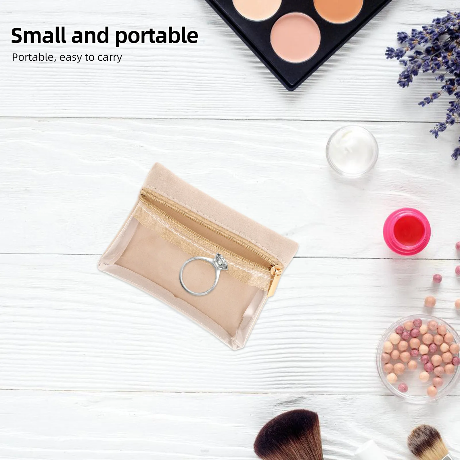 Transparent Jewelry Organizer Pouch Small Travel Size Zipper Pocket for Earrings Rings Bracelets and Accessories on