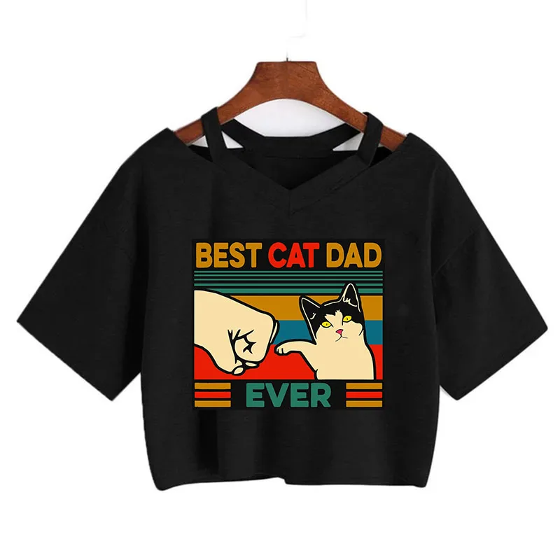 Ulzzang Aesthetic Crop Top Y2k 90s Funny Cute Cat T Shirt Women Shirt Harajuku Graphic T-shirt 90s Tshirt Top Tee Female Cropped