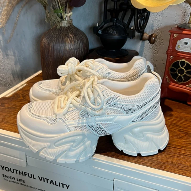 Thick Soled Women's Sports Shoes Round Toe Solid Color Shallow Female Sneakers Non-Slip Outdoor High Quality Ladies Casual Shoes