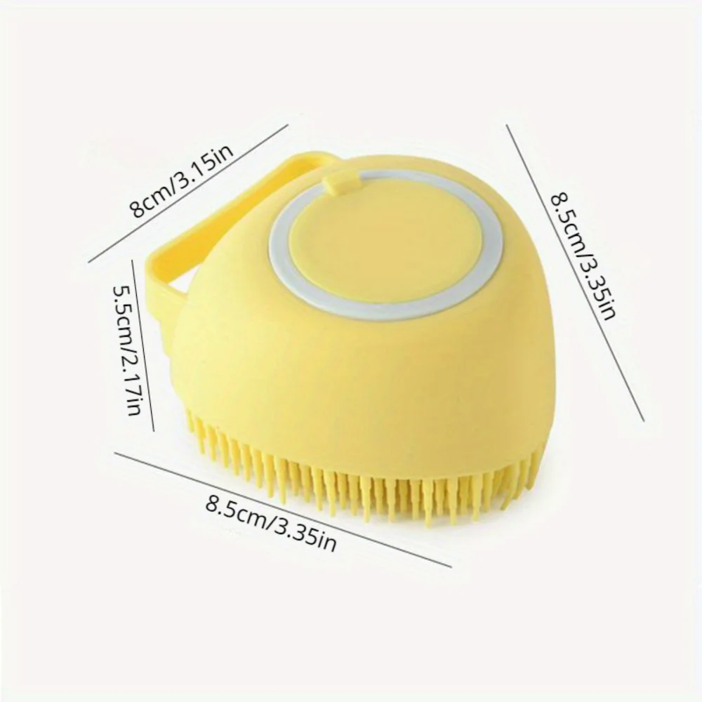실리콘 애완 동물 마사지 브러시, 개와 고양이를 위한 부드러운 안전 손질 빗, 샴푸 디스펜서가 있는 원형 목욕 액세서리