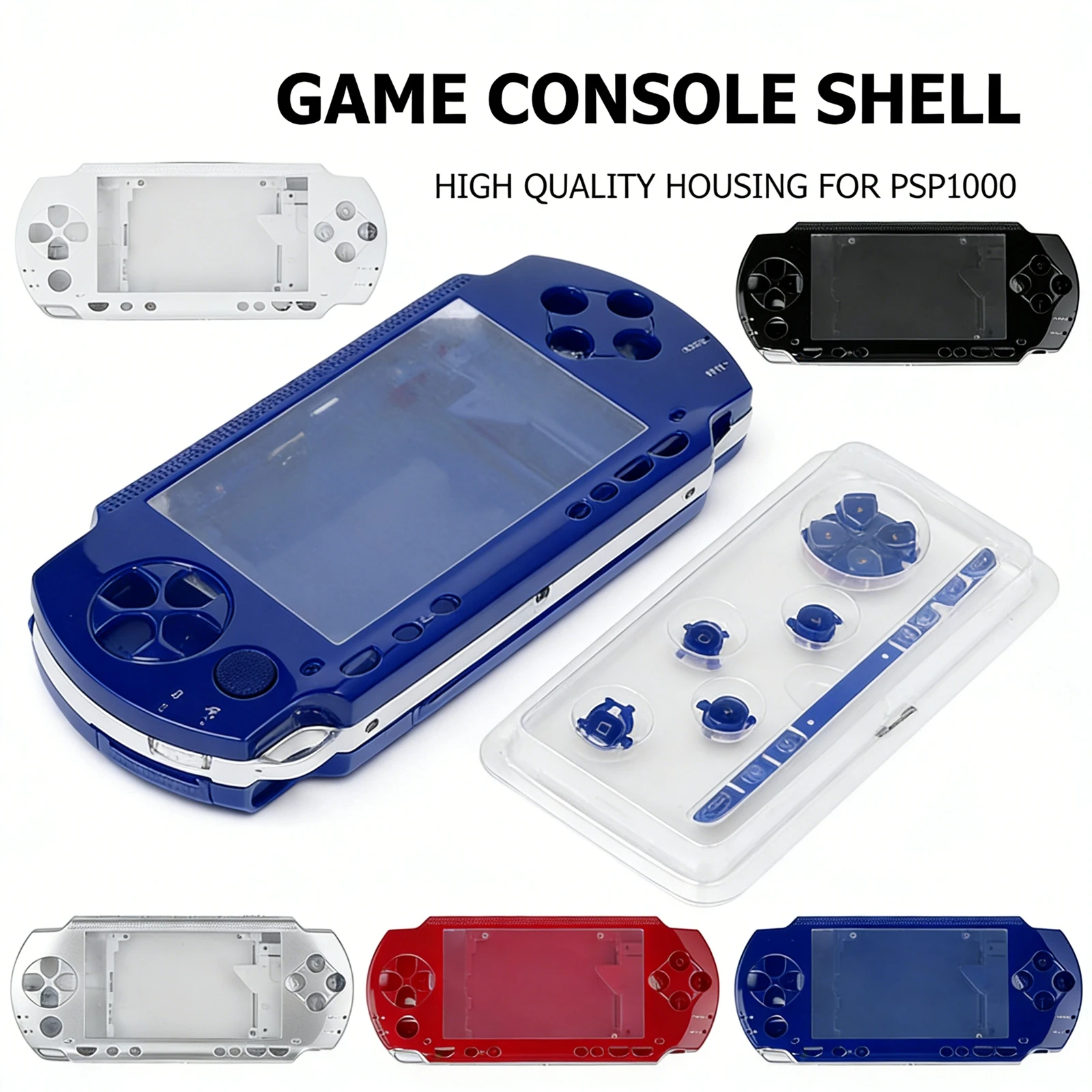 Capa de Console de Jogo Portátil com Botões e Parafusos para Acessórios do Console de Jogo Sony PSP1000