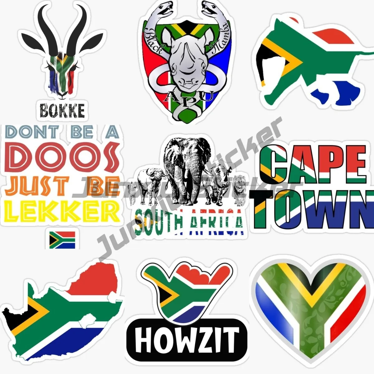 South African ZA Antelope Elephant Flag Map Sticker Vinyl Truck Accessories Windows Car Door Glass Wall Moto Bicycle Van Decal