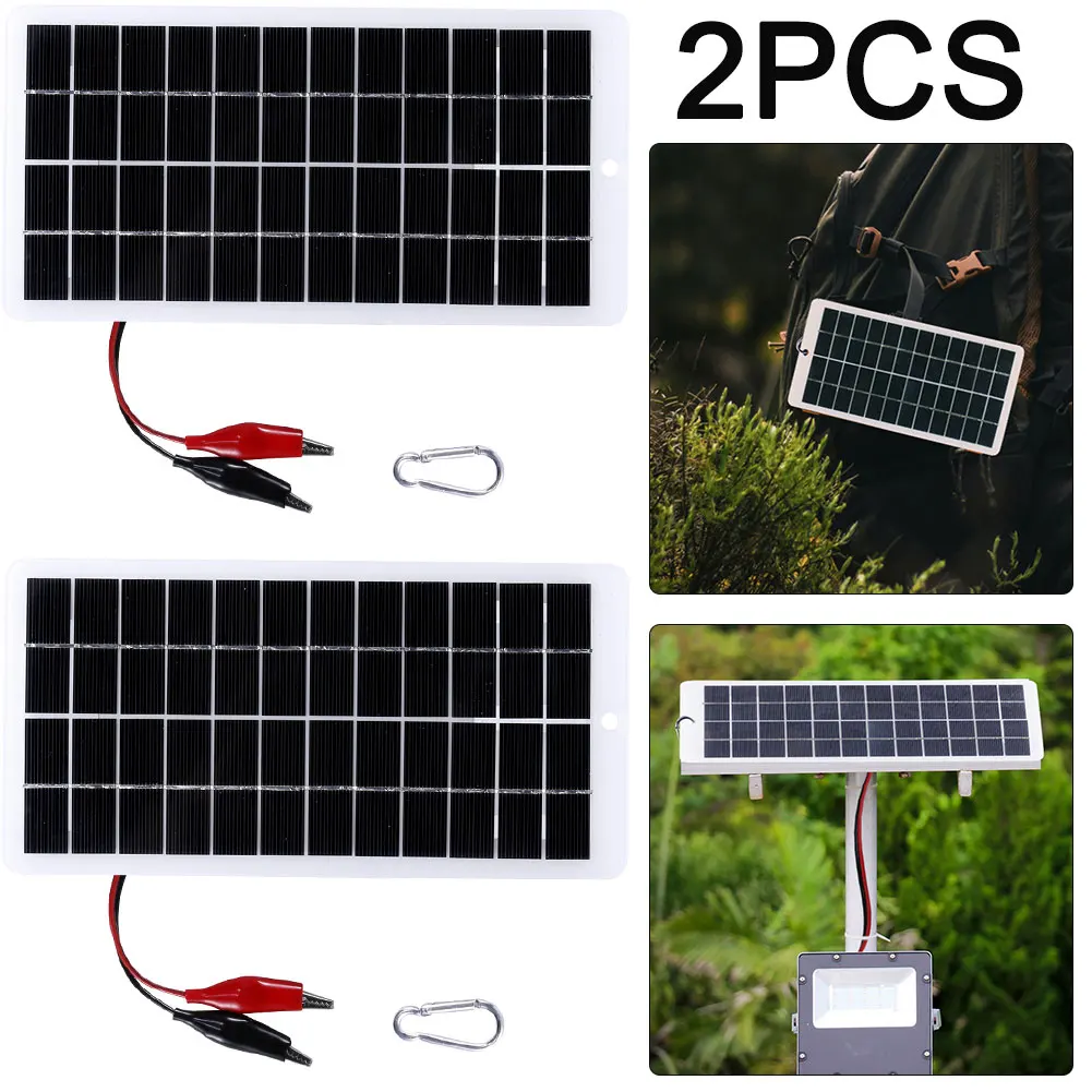 2 قطعة 10 واط 12 فولت البولي سيليكون لوحة طاقة شمسية قوة البنك لمضخة مصابيح خارجية 9-12 فولت البطارية