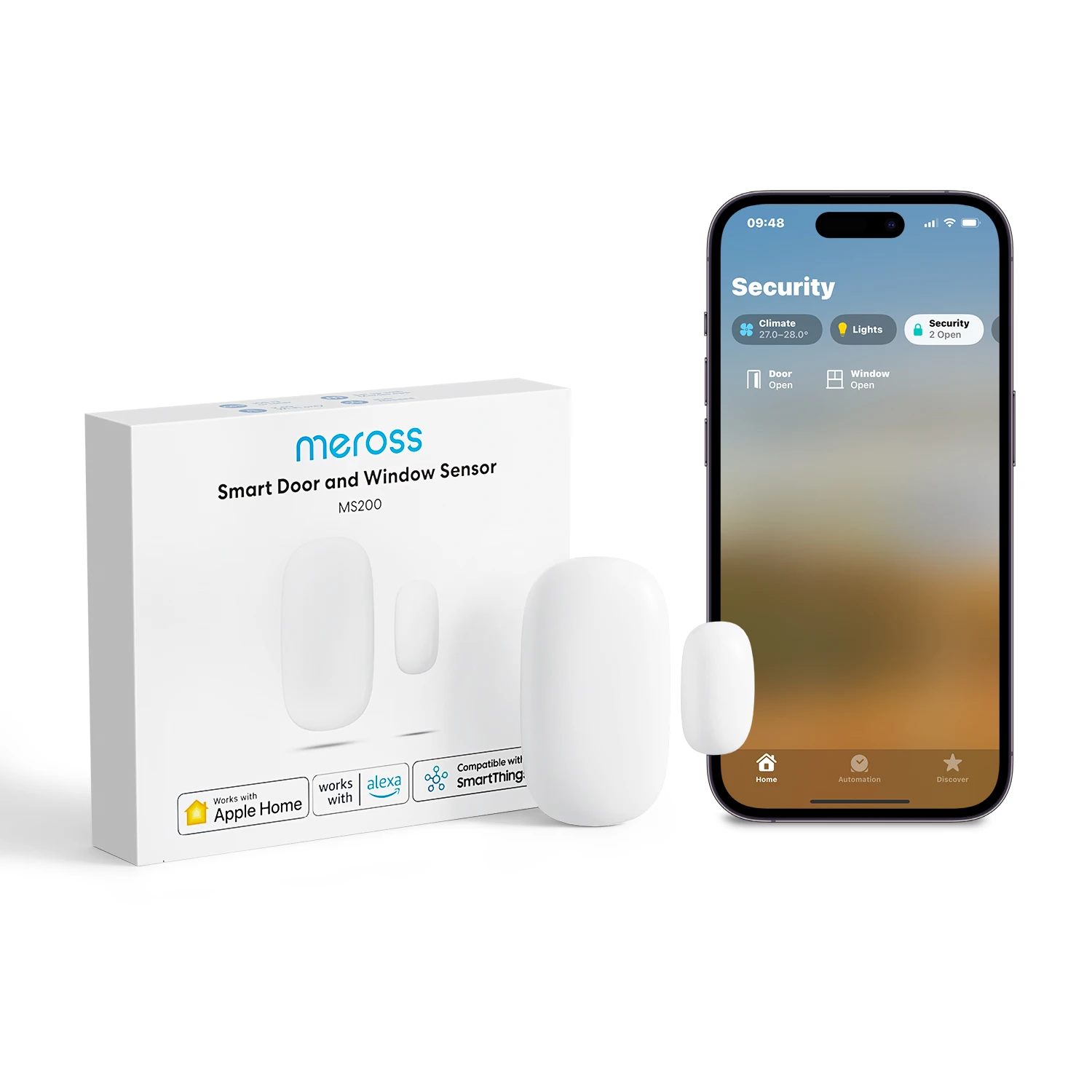 Meross HomeKit WiFi Smart Wireless Door & Window  Sensor Open Closed Detector for Home Security Protection Alarm Work with Alexa