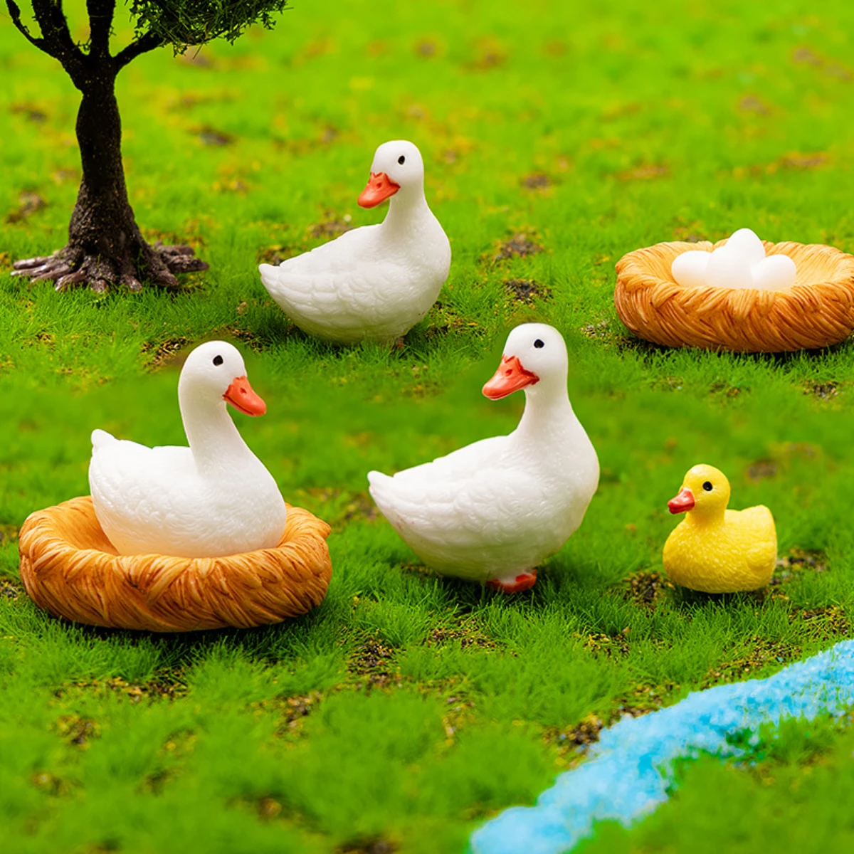 20261/8PCS Micro Landscape Ornaments, Simulated Ducks, Yellow Ducks, Home Decor, Desktop Resin DIY Crafts, Decorative Ornaments