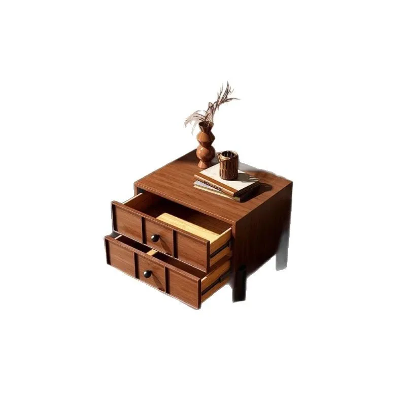 

Medieval bedside table household bedroom bedside table solid wood simple modern small cabinet American high-end ins style