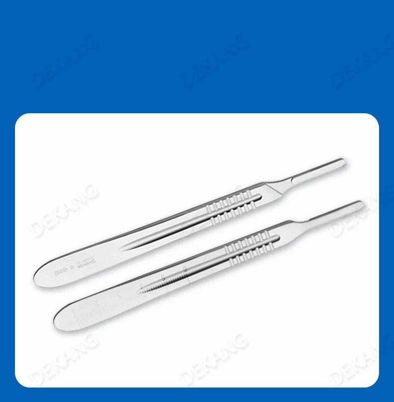 Rękojeść noża chirurgicznego, ostrze i podpórka noża są wykonane ze stali nierdzewnej bez powłoki lub ze stali węglowej.