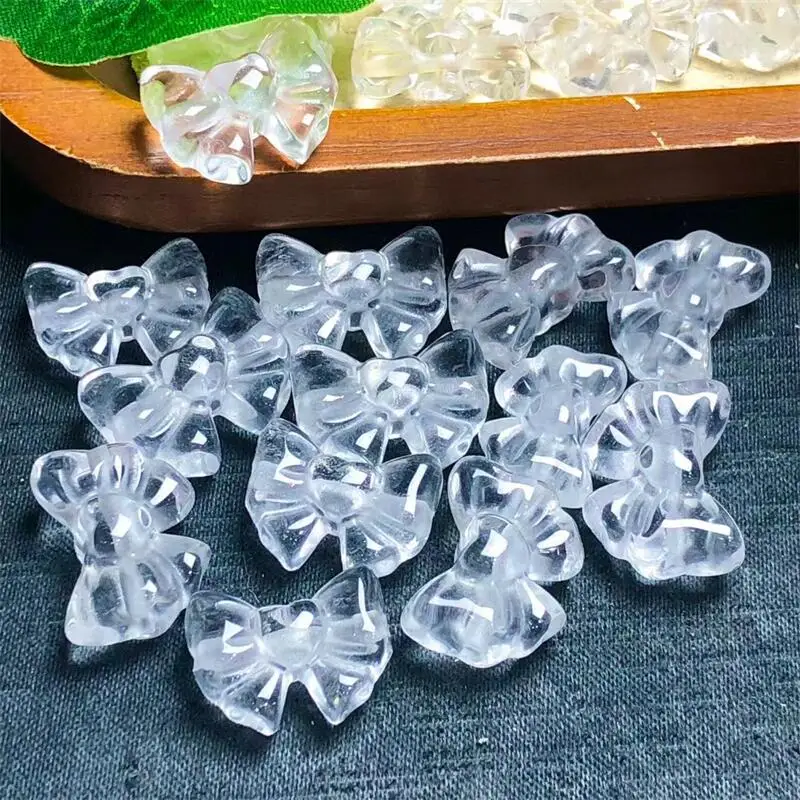 5PCS Natural Clear Quartz Bow Pendant DIY Jewelry Accessories Pendant For Women Holiday Gift 16X18MM