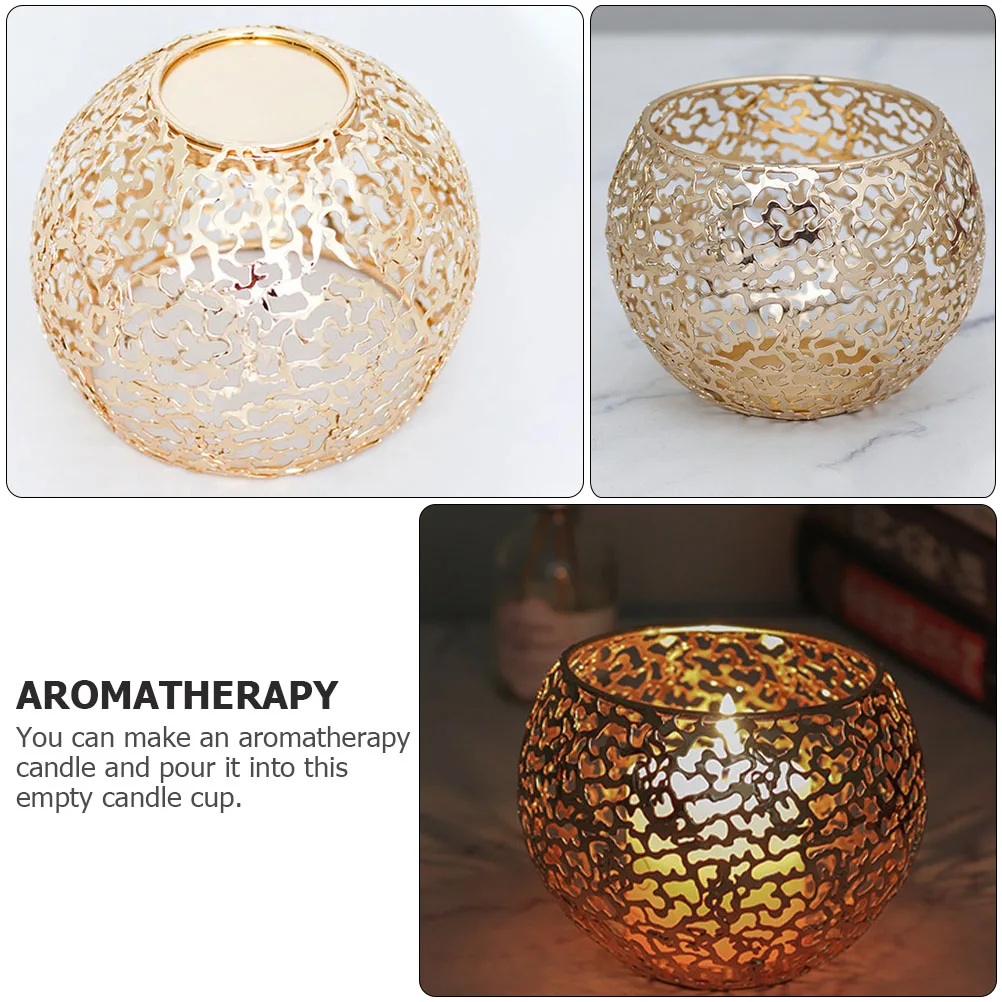

Retro Golden Iron Holder Tea Light Holder For Home Wedding Decor Aromatherapy Cup Metal Art Candlestick Relaxing