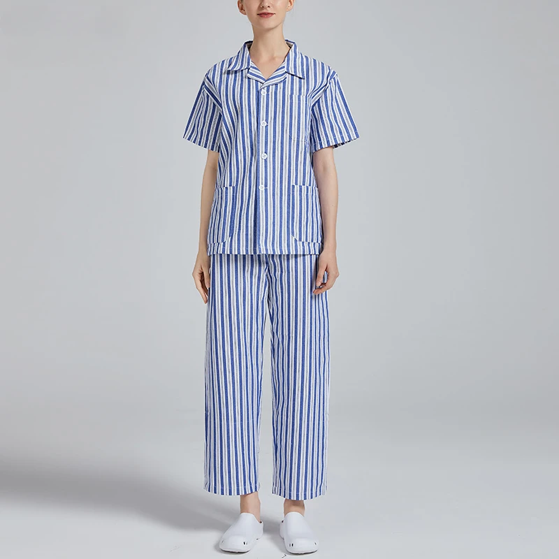 Comfortable Cotton Patient Clothes Men Women Hospital Gown Long/Short Sleeve Easy Nursing Care Shirt and pants