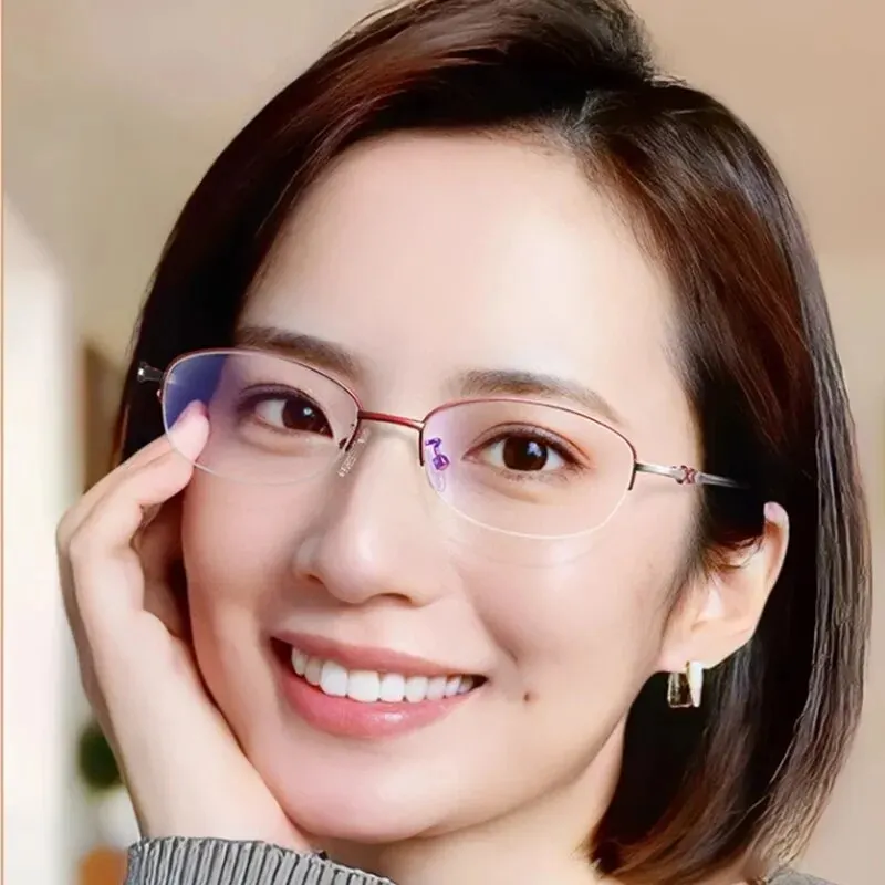 Neue Frauen Anti-Blau Lesebrille Halb rahmen hängen Draht Mode Business Presbyopie Brille Lesebrille für den Ältesten