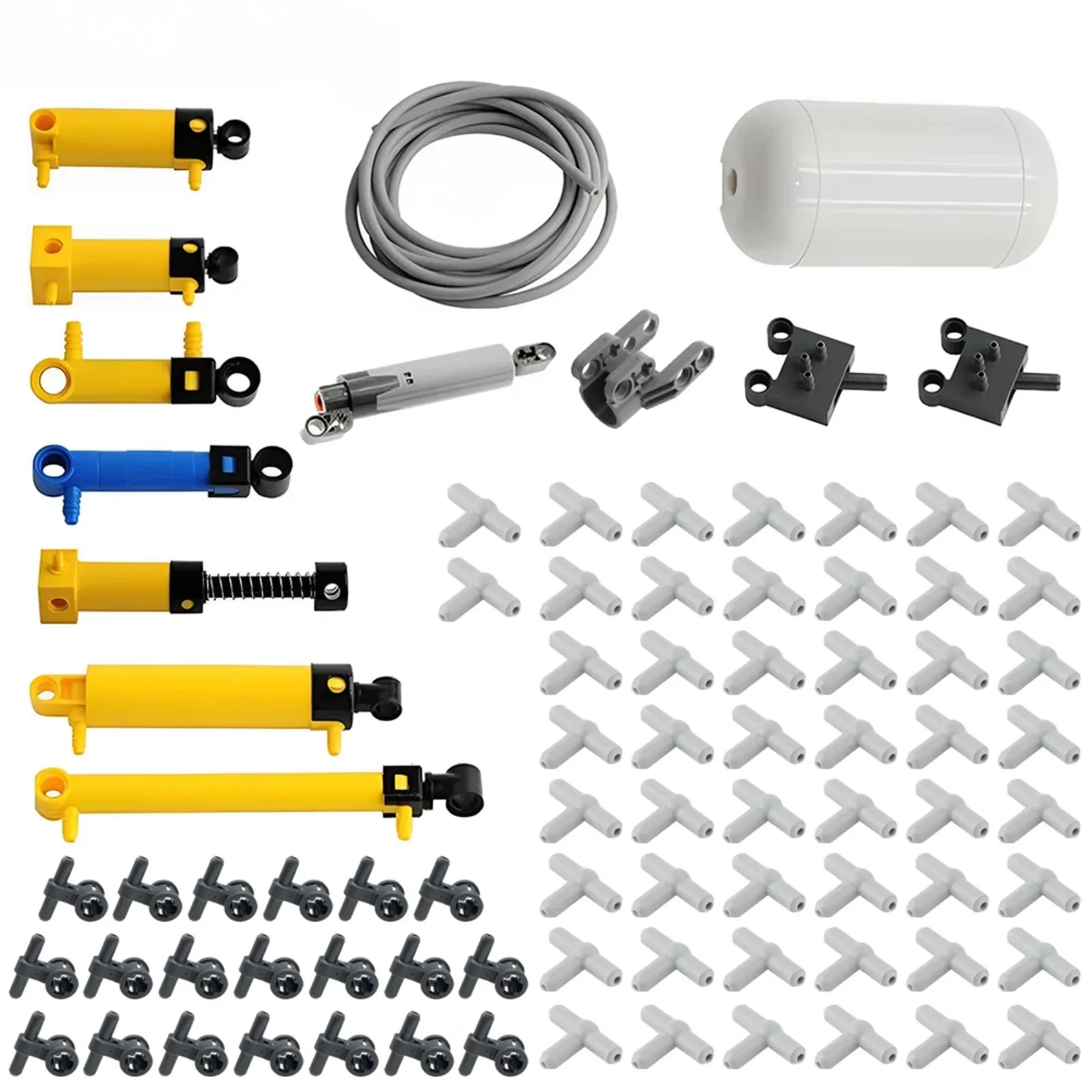 Kit di blocchi di costruzione pneumatici MOC da 83 pezzi con asta di spinta del pistone del tubo della pompa dell'aria per giocattoli da costruzione di modelli tecnici