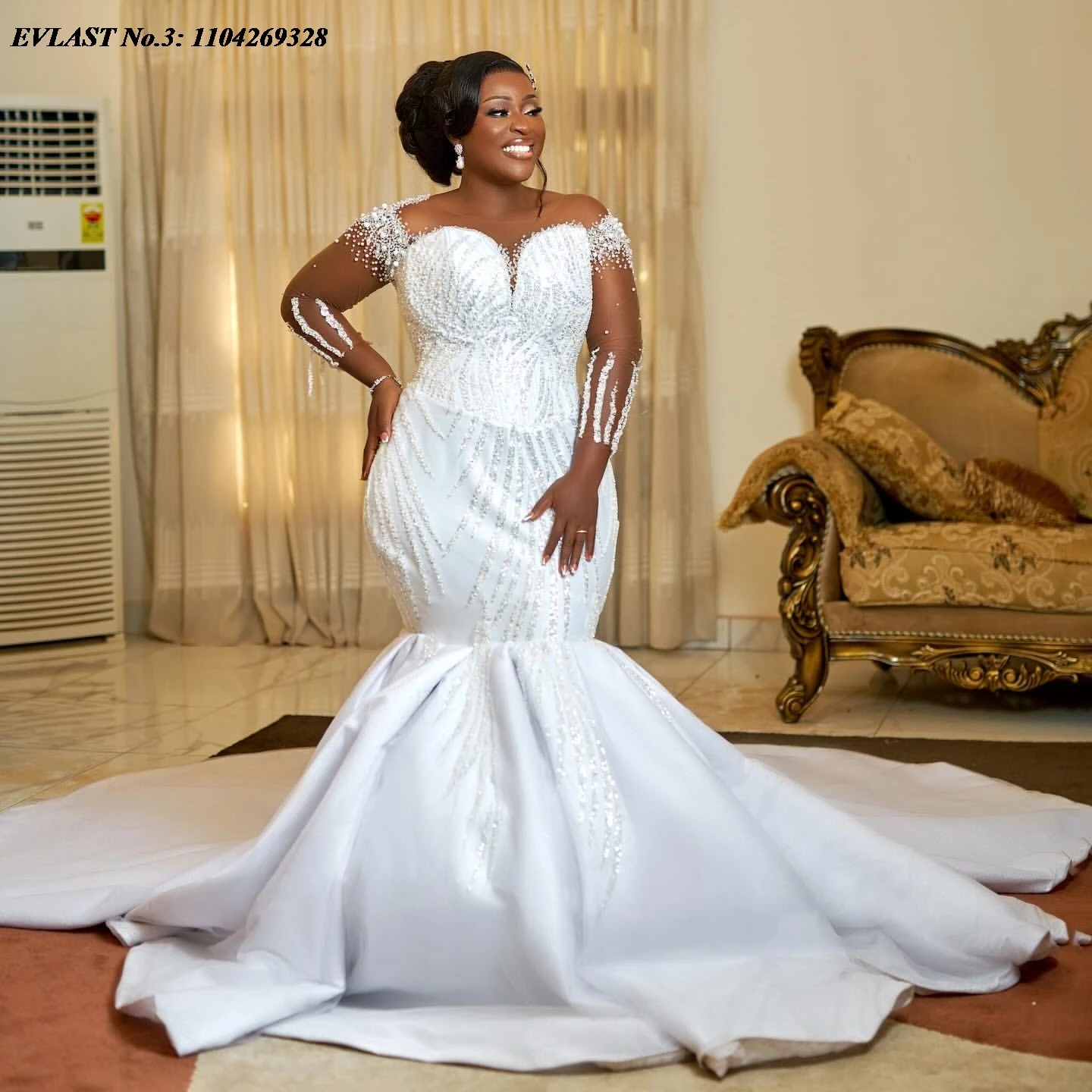 

EVLAST индивидуальное свадебное платье Aso в арабском стиле Ebi с аппликацией, блестящее свадебное платье с кристаллами и бисером, Vestidos De Novia E3W21
