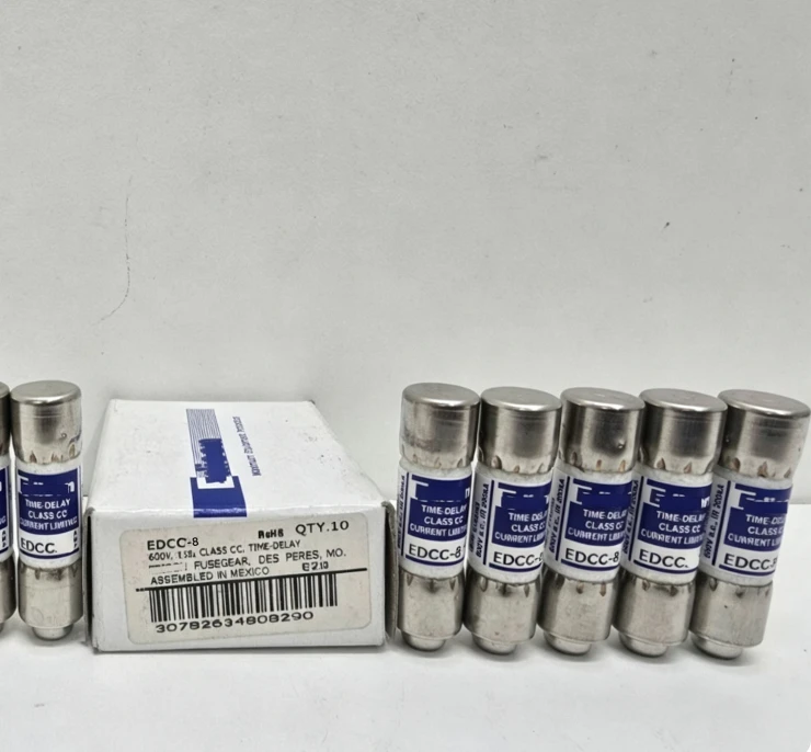 5PCS OEM EDCC‑8 Time‑Delay Fuse 8A 600VAC Class CC Current‑Limiting Fuse
