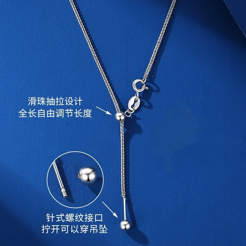 Universal Choker Chain Adjustable Beading Silver Plated Minimalist Lariat Necklace DIY Small Hole Needle Design Daily Layering