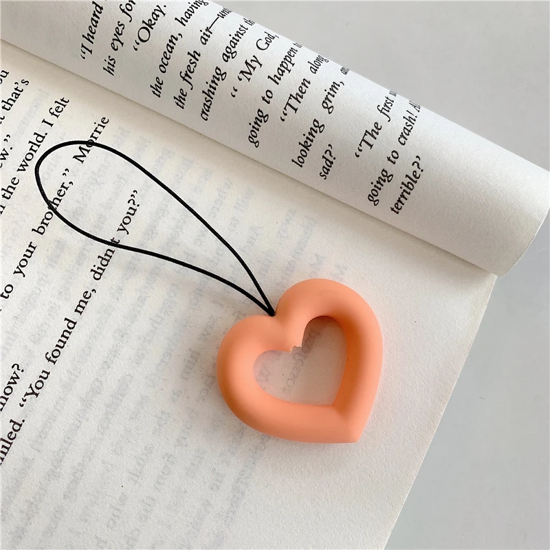 Cute Cartoon Heart Shaped Silicone Finger Ring Mobile Phone Strap Lanyards