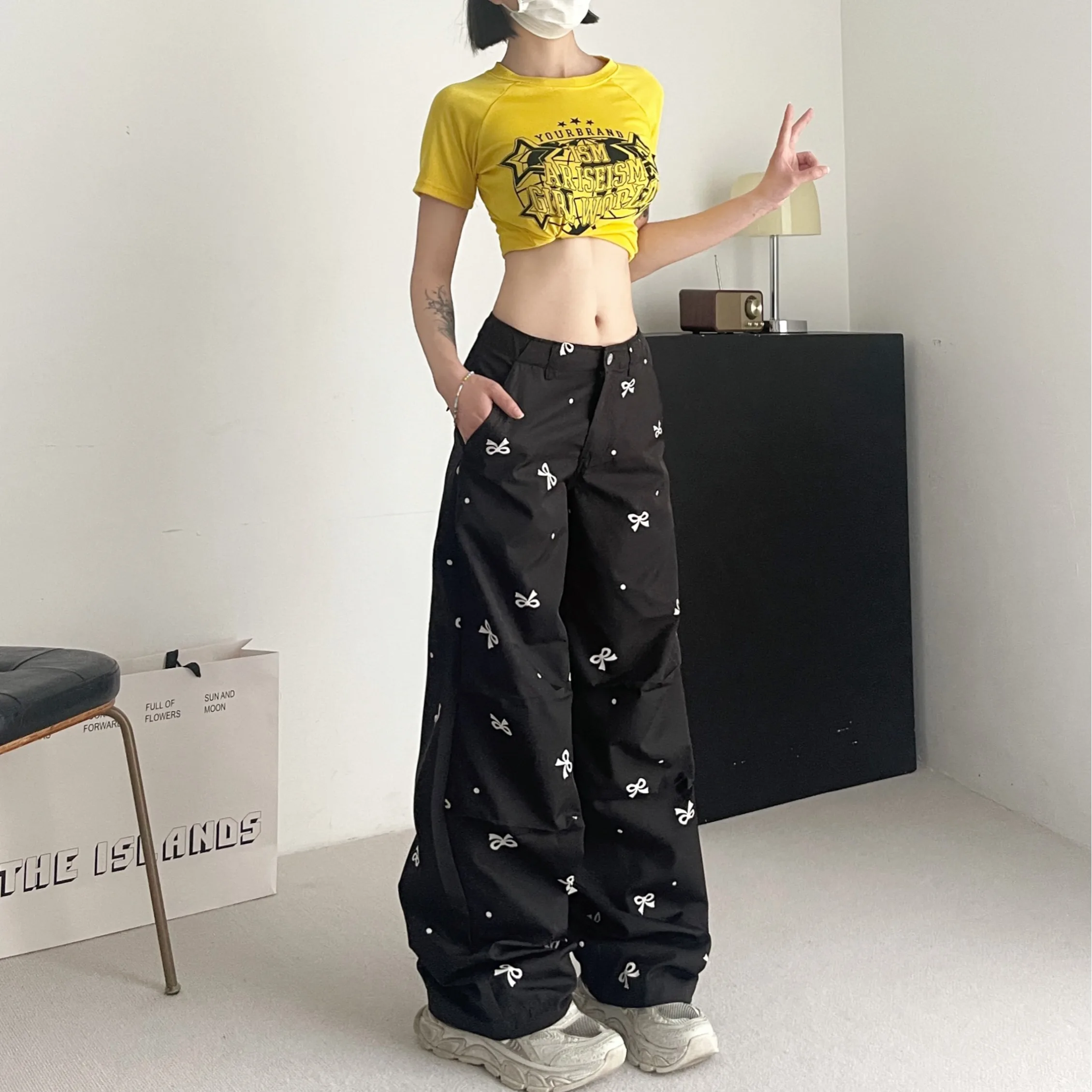 

Women Print Wide Leg Pants Vintage Harajuku Y2k Aesthetic 90s Retro Loose Sweatpants Oversize Baggy Trousers 2000s Clothes 2024