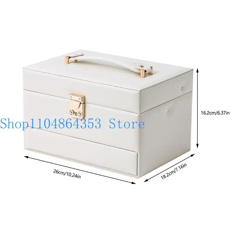 652F Schmuck-Organizer aus Leder, automatische Öffnungssysteme, Aufbewahrungskoffer mit 3 Fächern – Detail 6