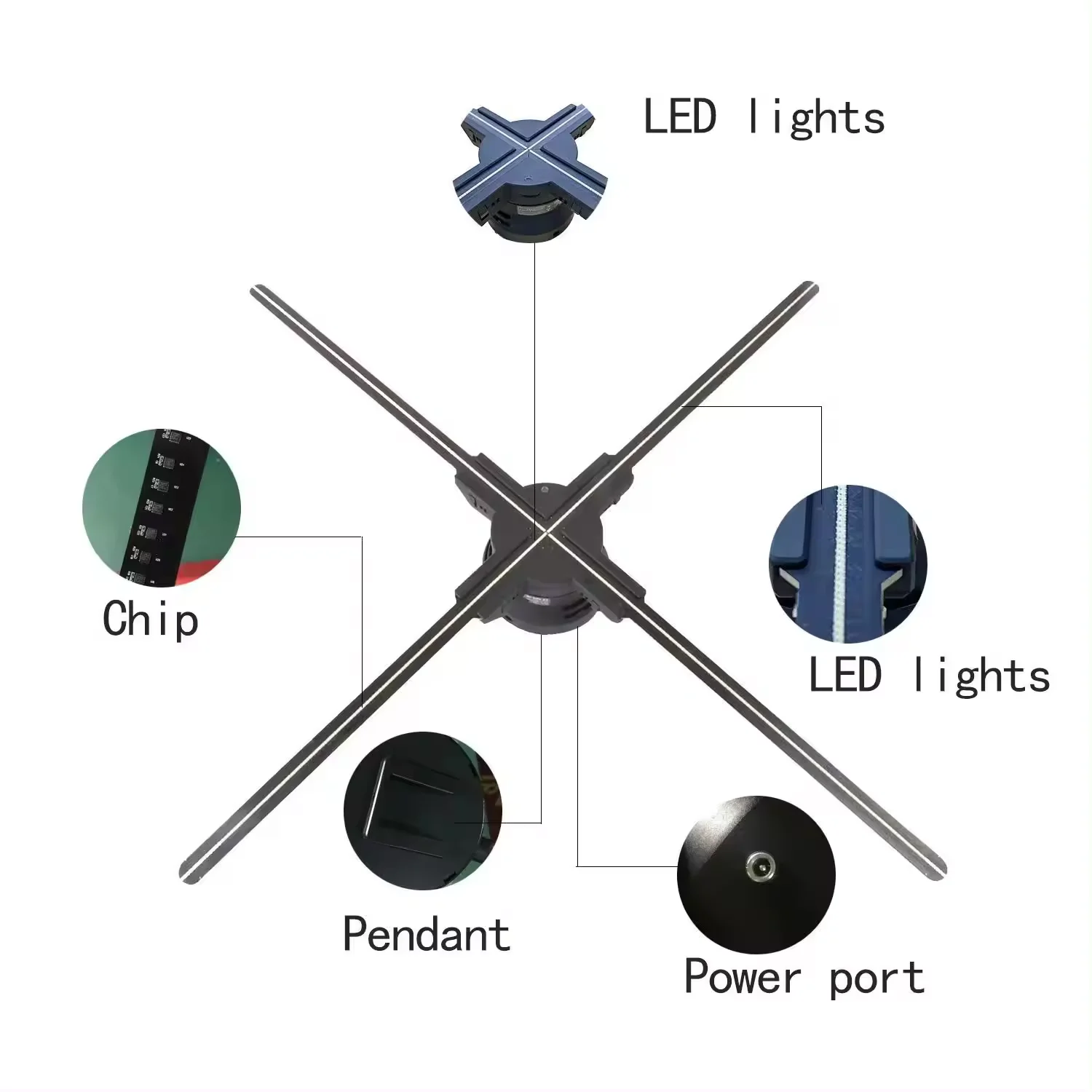 2024 Professional Led Fan 3D Hologram Display Equipment 47cm-85cm 3d Outdoor Hologram Fan With Wifi
