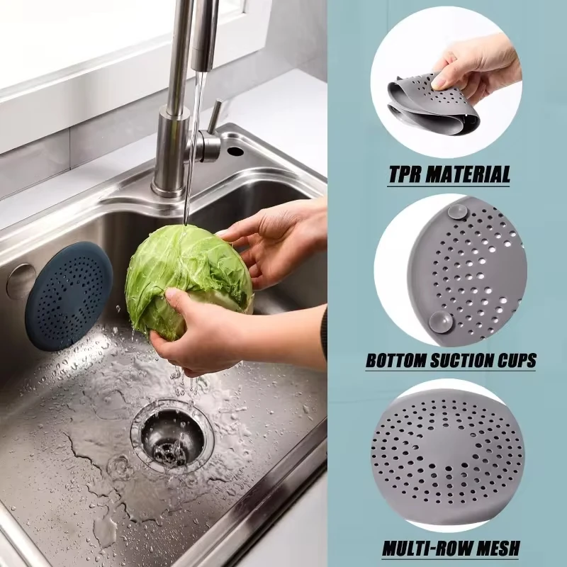 

Shower Drain Hair Catcher Drain Cover Bathroom Tub with Suction Cup 5.9 Inches Silicone Sink Strainer Suit for Bathtub,