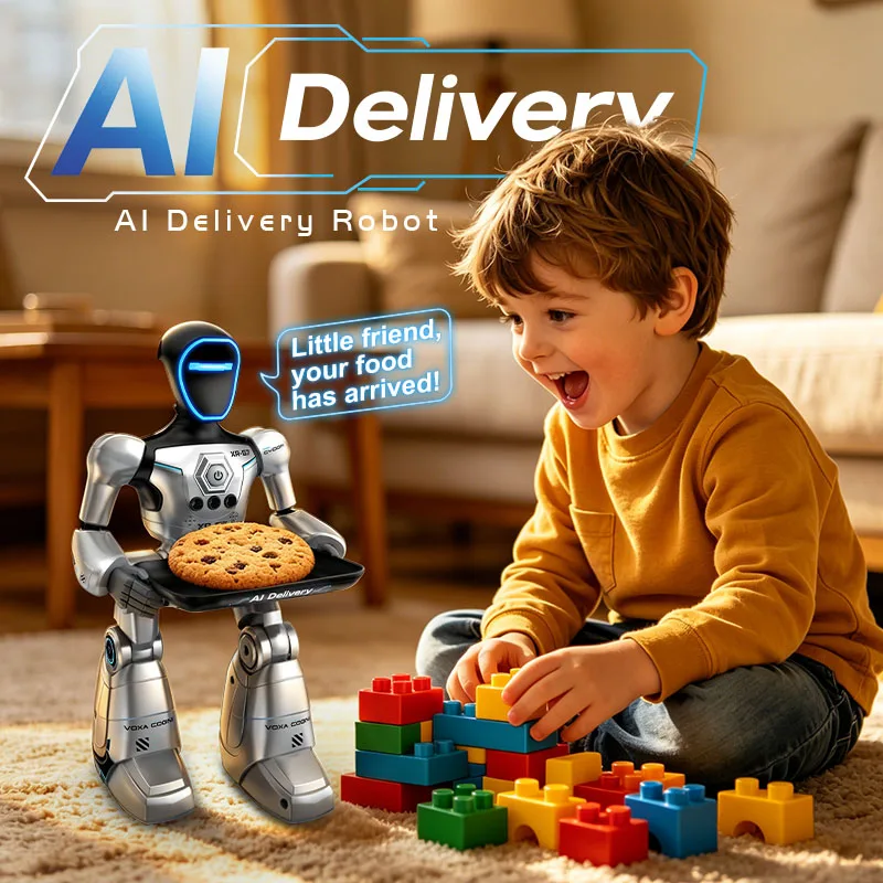 2.4G AI Smart Delivery Robot Gesture Voice Control Recording Programming LED Dancing Robot Christmas Toy Gift for Children