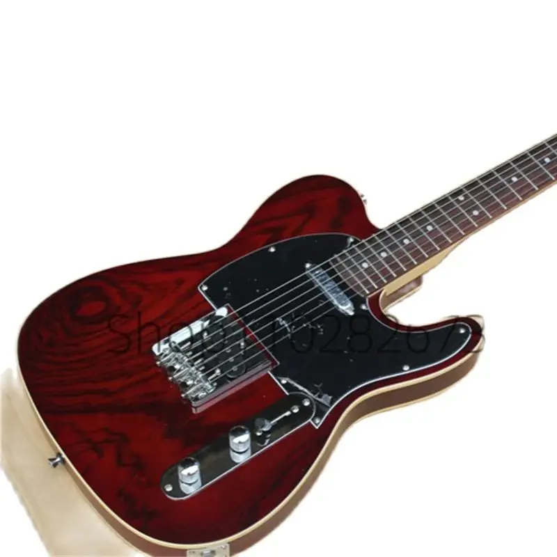 Classic Red Electric Guitar Te Guitar Zebra-stripe Body Maple Neck Black Guard Fixed Bridge  Factory Custom