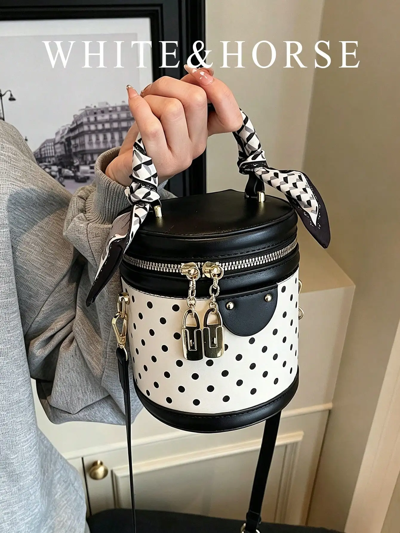 Random Polka Dot Design Mini Summer Versatile Premium Niche Crossbody Bucket Bag For Women New Contrast Color