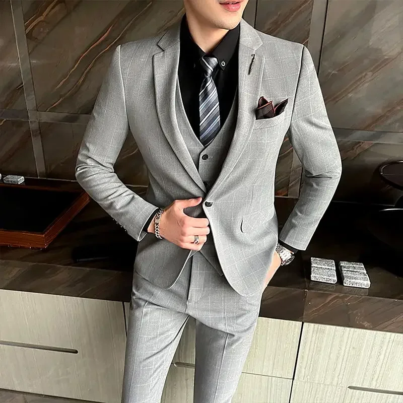 Boutique 5XL(Blazer + Vest + Trousers) Men\'s Elegant Fashion Business A Variety of Gentlemen Casual Formal Suit Three-piece Suit