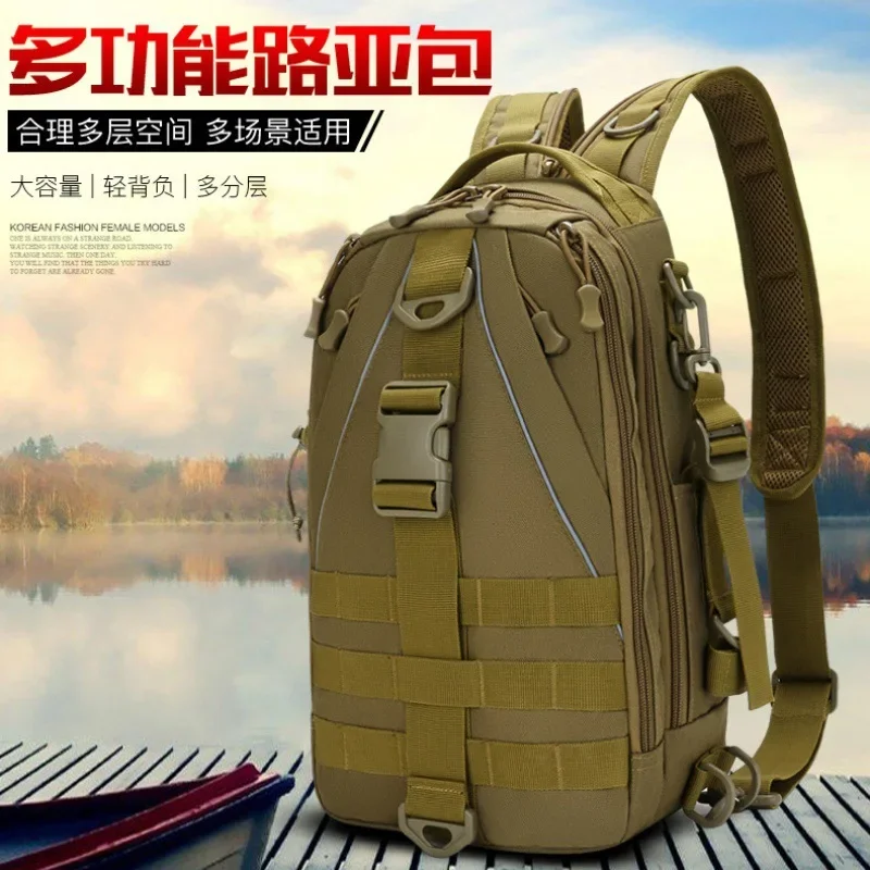 Outdoor sports fishing leisure large capacity multi-function camouflage shoulder messenger bag