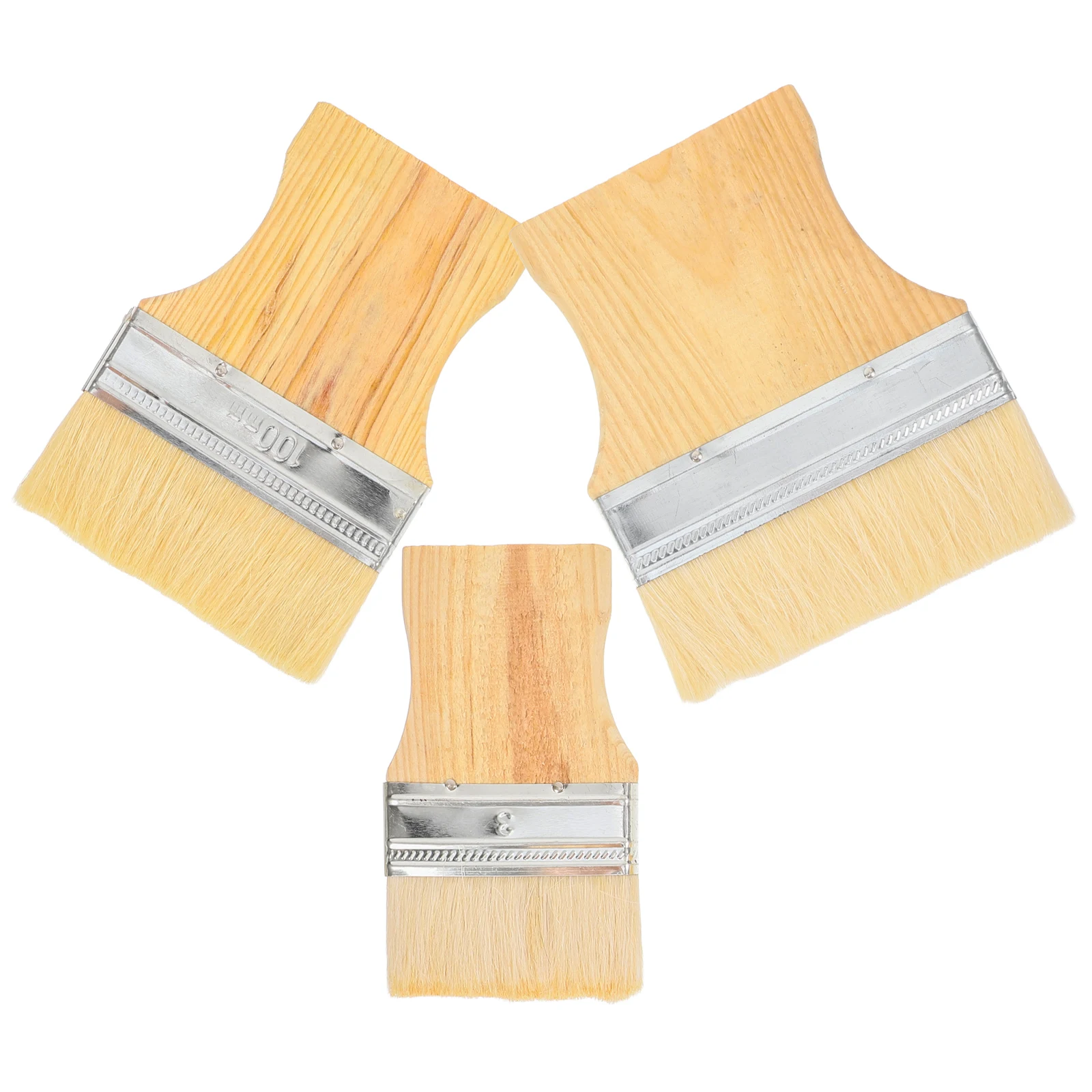 

3 Piece Paint Brush Set Flat Paddle Deck Stain Brushes Watercolor Painting Walls Wood Art Supplies Durable Wooden