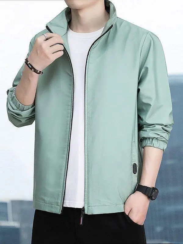 

Новинка 2023 года, мужская повседневная ветровка Jaet, однотонная ветровка с воротником-стойкой, модный топ, деловая одежда для среднего возраста и ли