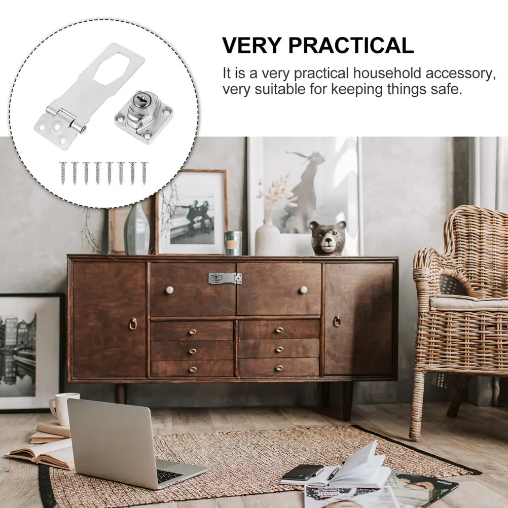 

Heavy Duty Keyed Hasp Lock Iron and Stainless Steel Cabinet Lock for Office Cabinet Cupboard Door Anti-Theft Secure Closure