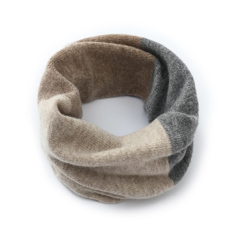 

ZOCEPT 100% мериносовая шерсть, зимний теплый шарф, вязаный искусственный воротник, кольцо-пуловер с цветными блоками для мужчин и женщин, шарф