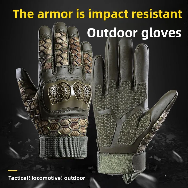 قفازات كاملة الأصابع مضادة للانزلاق ومقاومة للاهتراء لركوب الدراجات النارية والتدريب في الهواء الطلق ومضادة للانزلاق وتمارين اللياقة البدنية