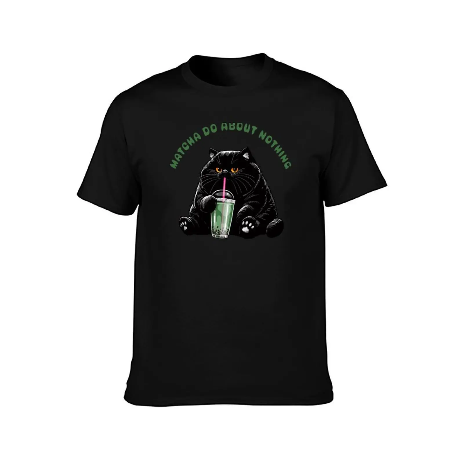 Chonky Cat Matcha Do About Nothing T-Shirt, Summer Casual Cotton Tee, Oversized Streetwear Tops, Vintage Graphic Print