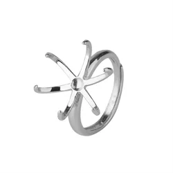 Ring Blank (16x16mm Round Blank) Adjustable Ring Base Long-Lasting White Gold Plated 925 Silver Ring Setting