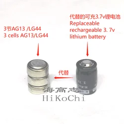 Instead of 3 cells AG13 LR44 CR1/3N rechargeable lithium battery 3.7V 110mAH Battery + Charger