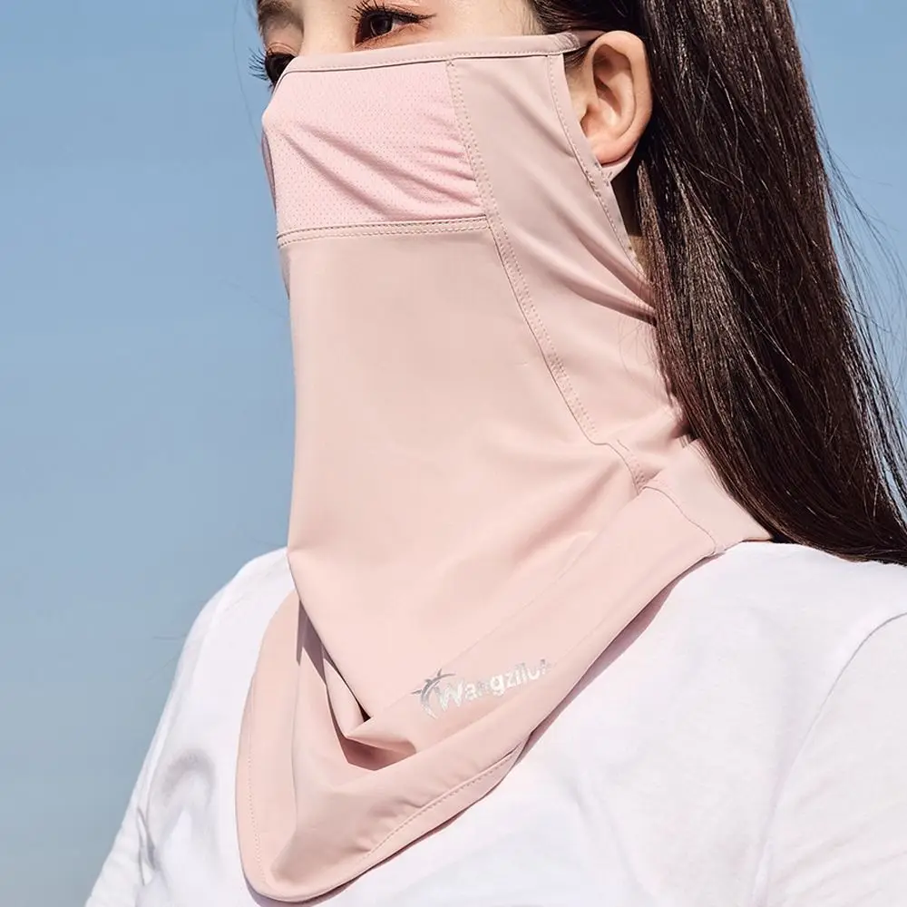 Face Gini Mask Solid Color Outdoor Face Shield Summer Sunscreen Mask Ice Silk Womne Neckline Mask Men Fishing Face Mask