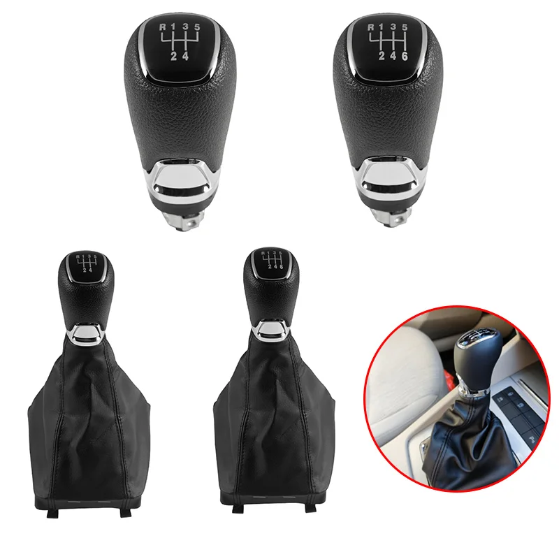 For Skoda Octavia A7 MK3 2014 2015 2016 2017 5/6 Speed Car Styling Gear Shift Knob Lever Shifter Hand Stick Leather Boot Cover