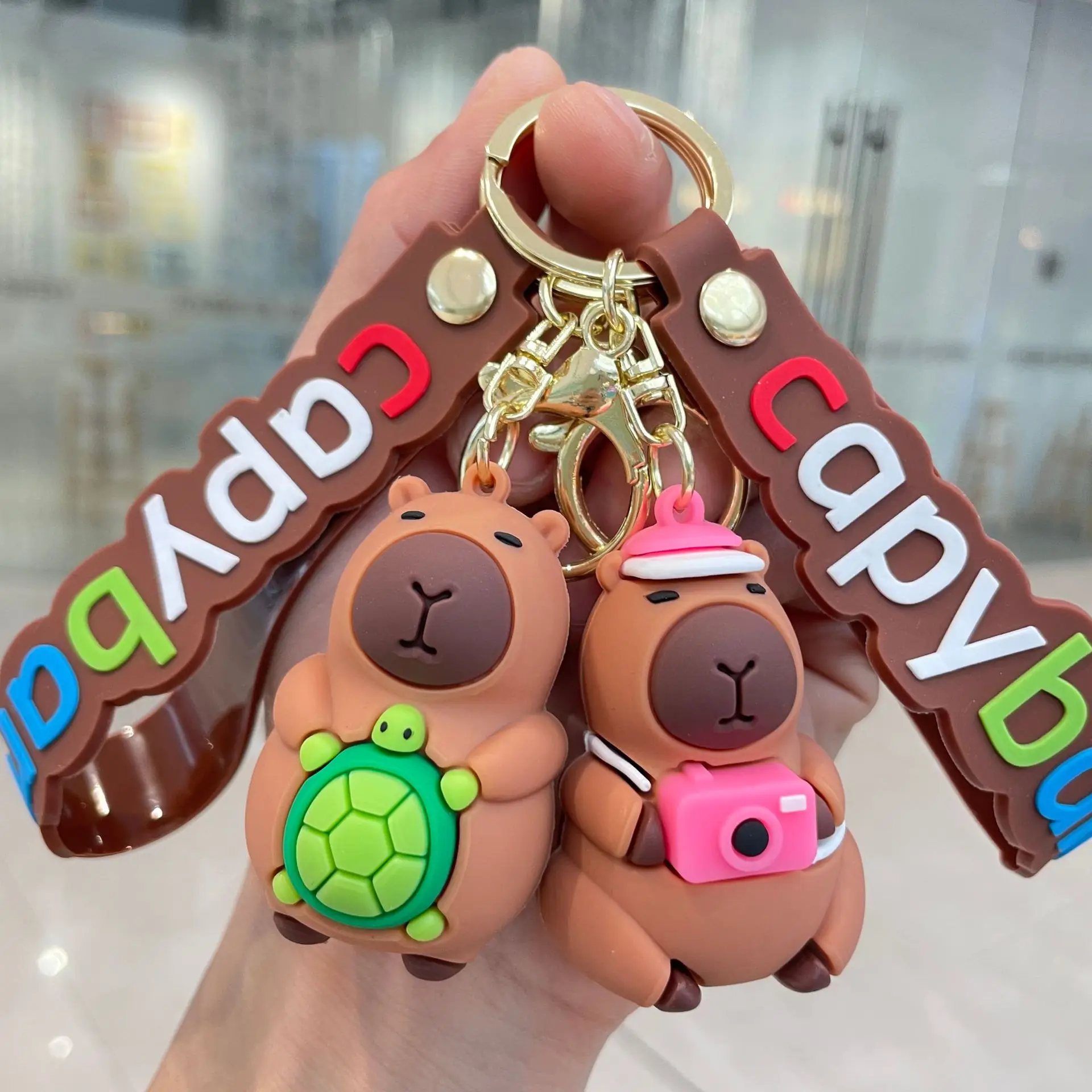 MINISO Capybara Keychain PVC Soft Key Accessories Cute Party Gifts for Christmas for Boys and Girls Key Buckles Metal