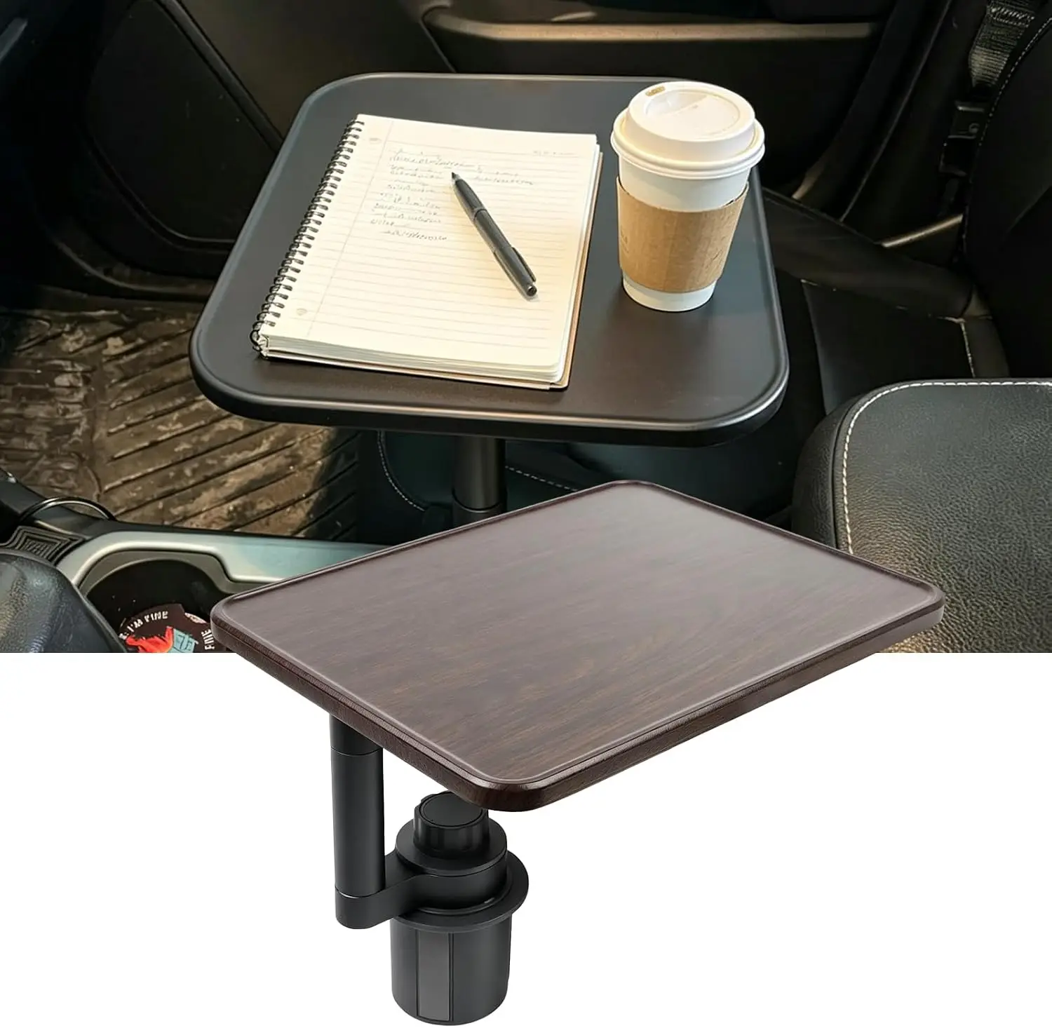 Car Cup Holder Tray Table Multifunctional 360 Rotating Adjustable Car Cup Holder Extension Bracket Small Tray for Laptop Eating