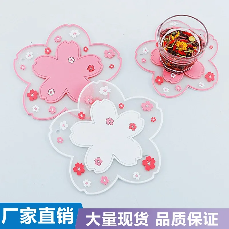 1PC Japan Style Sakura Coffee Cup Coaster Cherry Blossom Heat Insulation Table Mat for Tea Milk Mug Home Decors