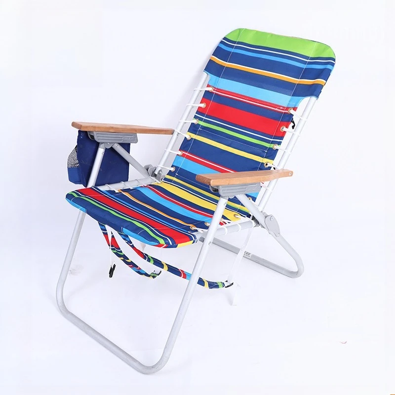 Foldable Camping Chair Rainbow Patio Beach Picnic Chairs Outdoor Folding Backpack Camping Furnishings with Cup Holder Design