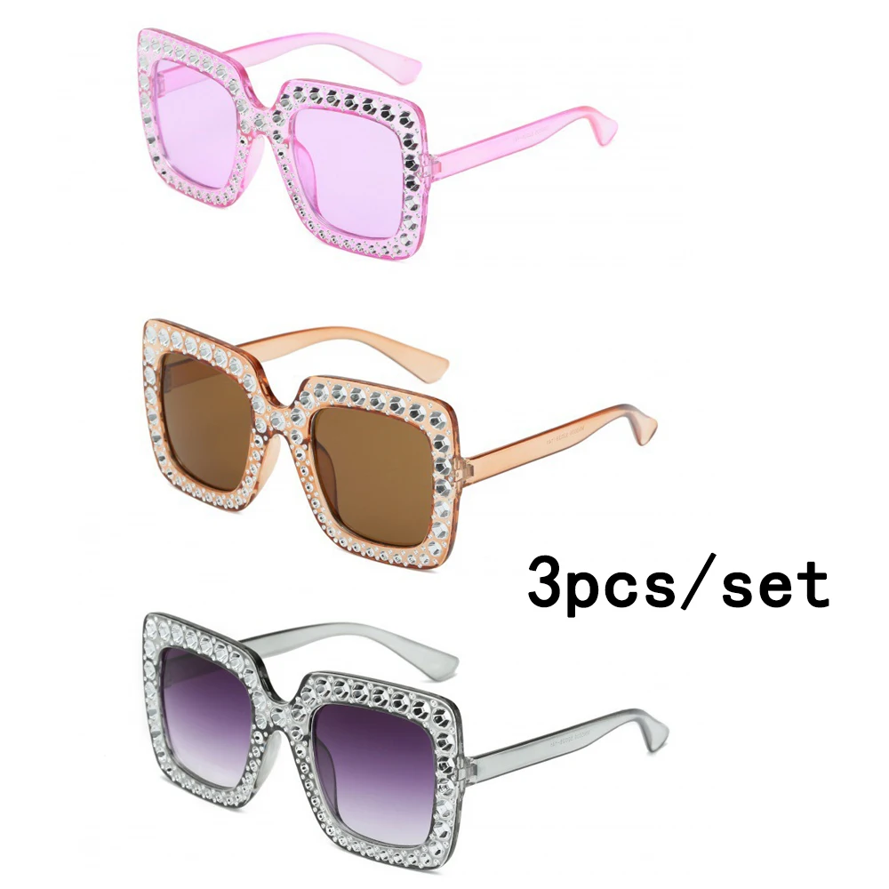 3Pcs/set New Large Square Sunglasses Women Men Rectangle Sun Glasses Female Eyewear Oculos De Sol for Male Female Eyeglasses