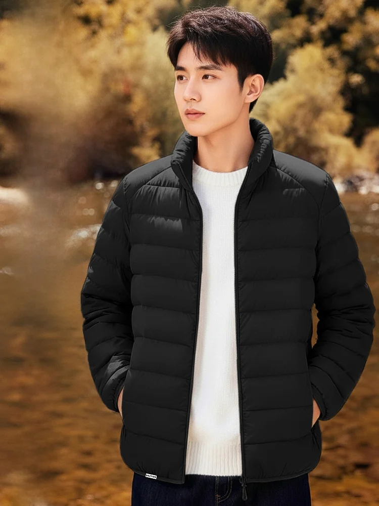 

Monkey Men's down Jaet Lightweight Du Feather Vest Winter Warm Casual Sle Long Sve Zipper Closure Coat