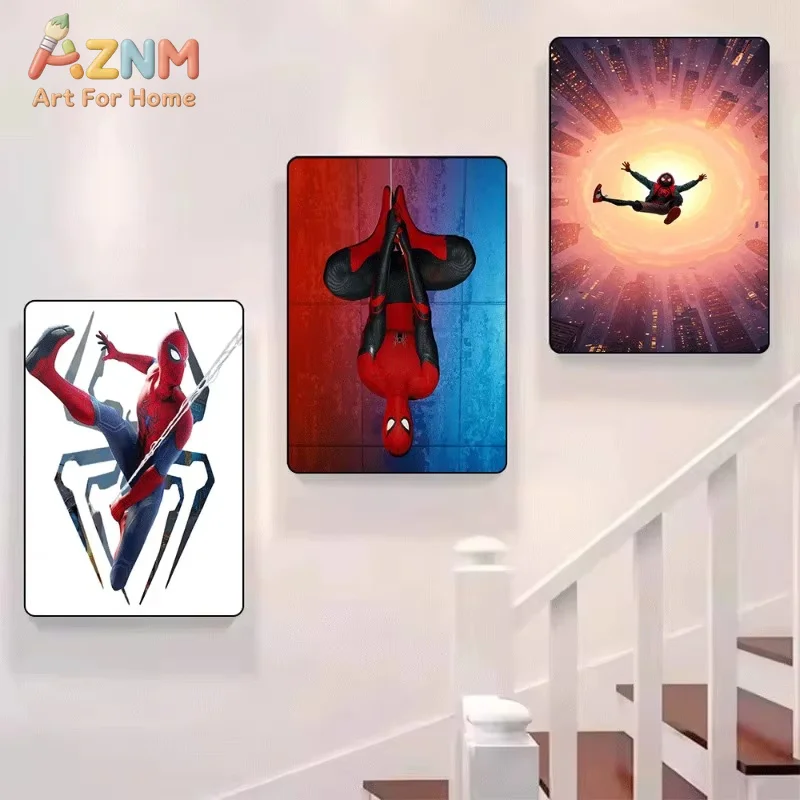 Marvel Spider-Man Canvas Wall Art City Street Comic Collage Poster Set Living Room Boys Bedroom Gaming Room Home Wall Decor