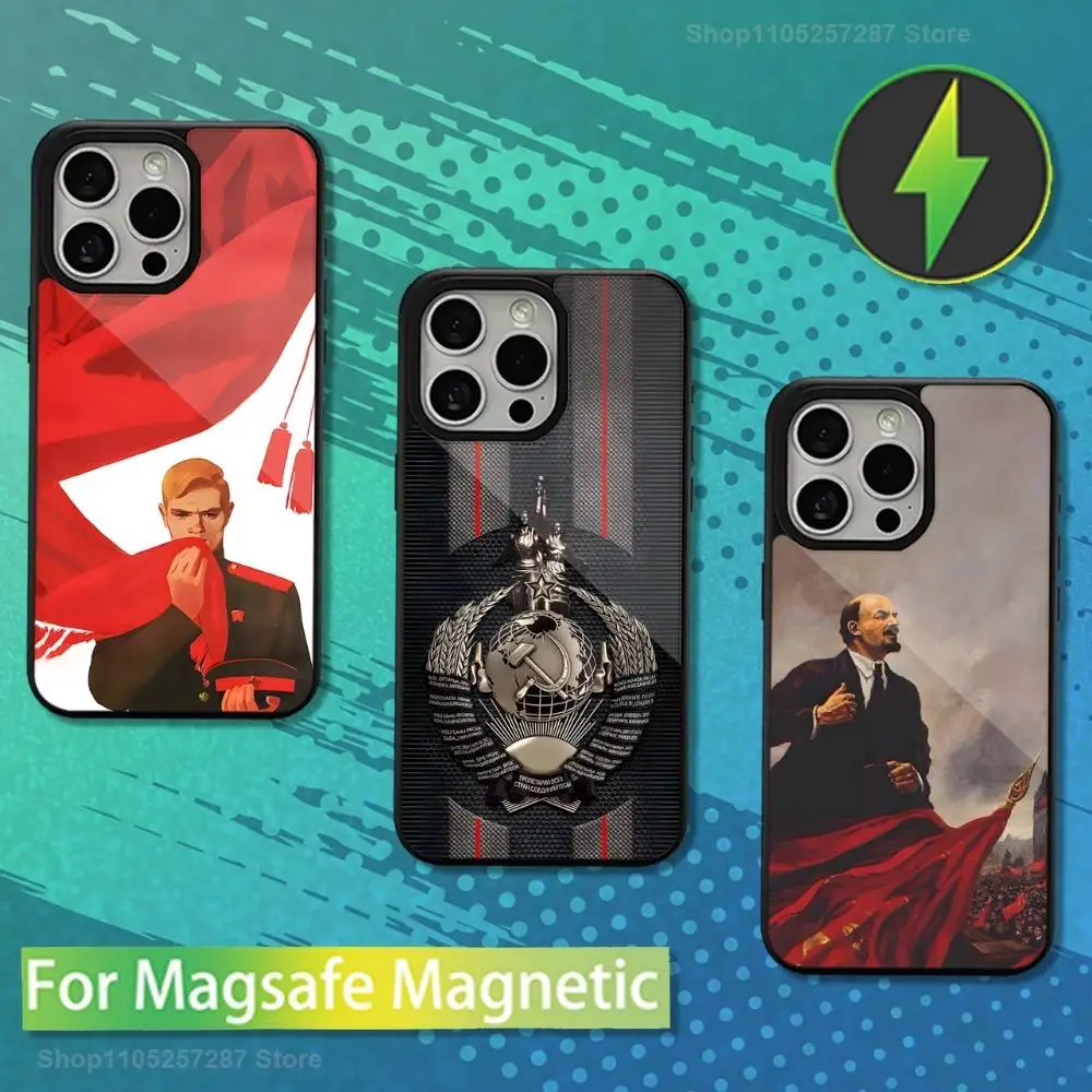 

Banner Art Russian USSR For iPhone 17,14,Plus,12,Pro,Mini,13,Max,11,15,16,For Magsafe,Magnetic Wireless Charging Case