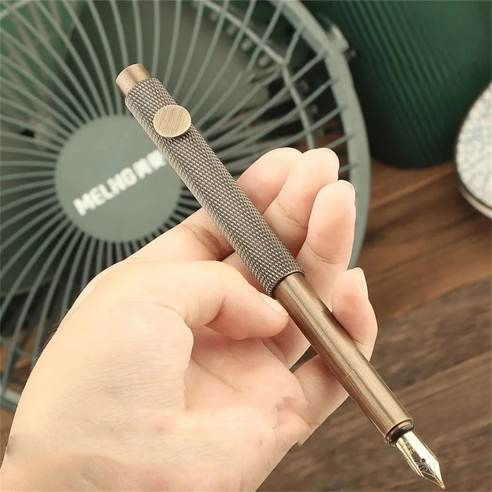 Portable EF/F/Bent Brass Fountain Pen Metal Stationery Mini Writing Pen Ink Pen Retro Fountain Pen