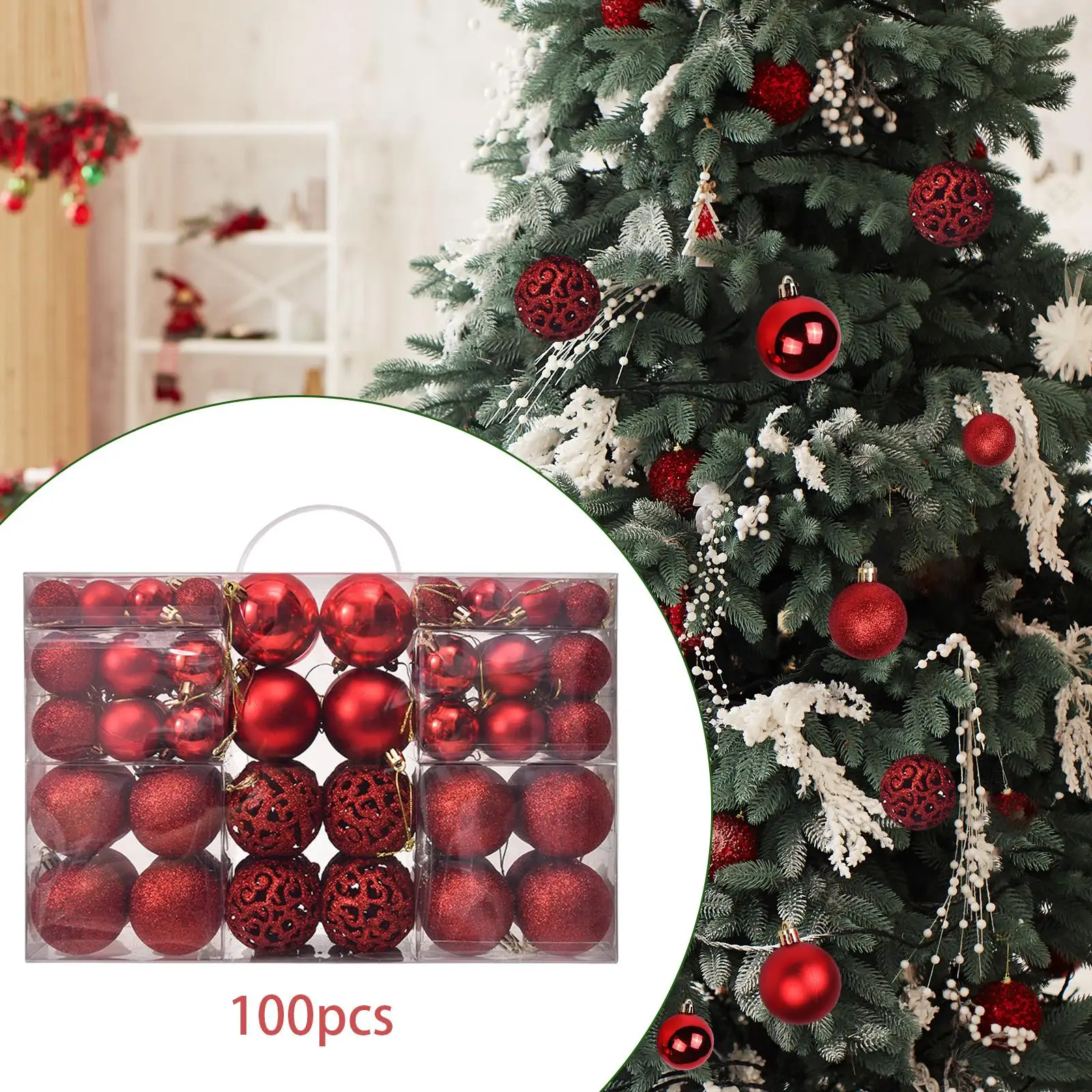 100PCS 3cm Christmas Xmas Tree Ball Bauble Hanging Home Party Ornament Decor Tree Decoration Balls Party Hanging Pendant 4/6cm